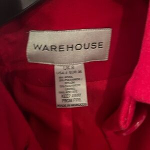 beautiful red pea coat knee length perfect condition,worn a handful of times